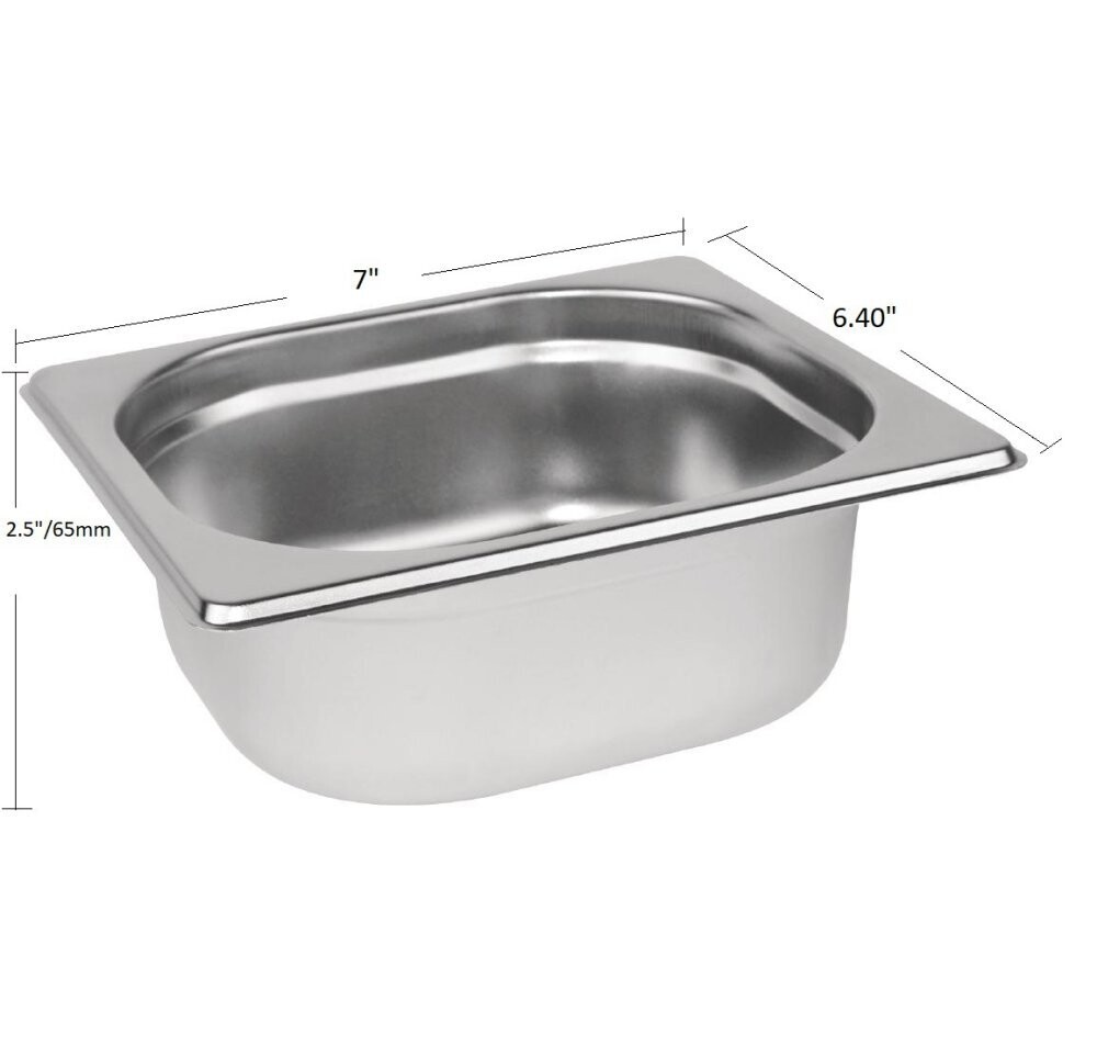 1/6 Gastronorm Pan GN Pan 65mm (2.5 inch)Stainless Steel