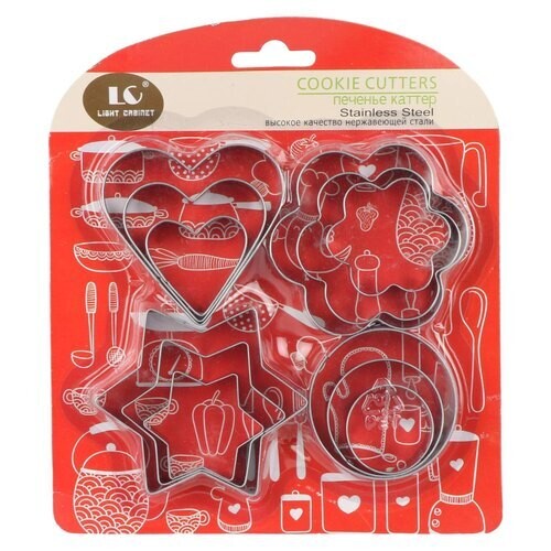 COOKIE CUTTER 4 SET HEART FLOWER STAR AND ROUND