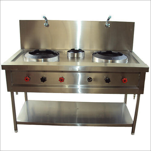 SS CHINESE THREE BURNER WITH TAP
