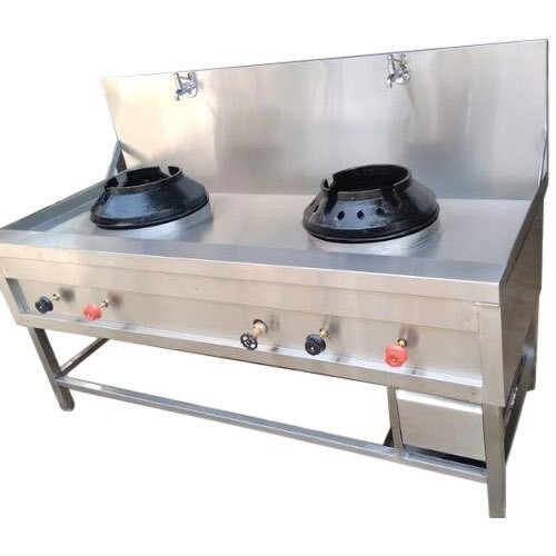 SS CHINESE TWO BURNER WITH TAP