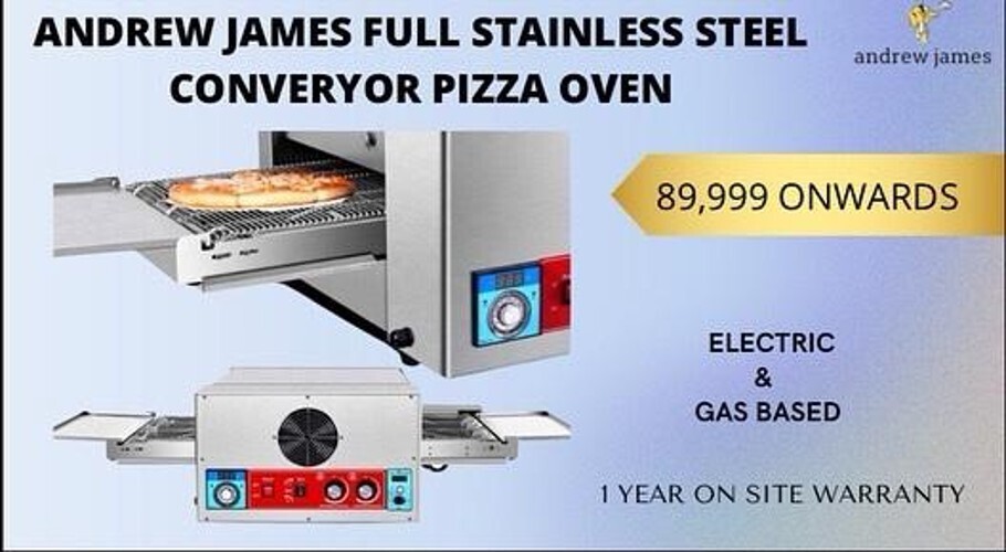 STAINLESS STEEL CONVERYOR PIZZA OVEN ELECTRIC  12&quot; INCH ANDREW JAMES