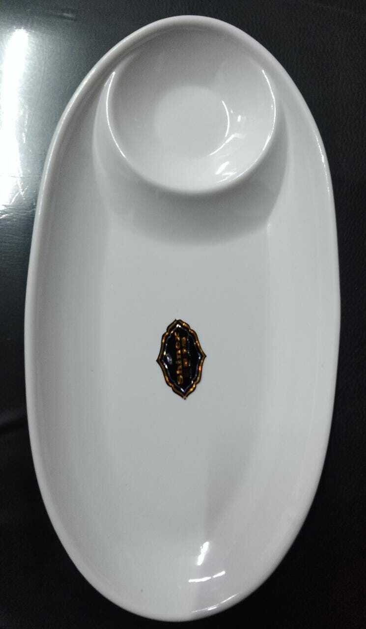 WHITE MALAMINE OVEAL PLATTER WITH DIP SUASE BOWL