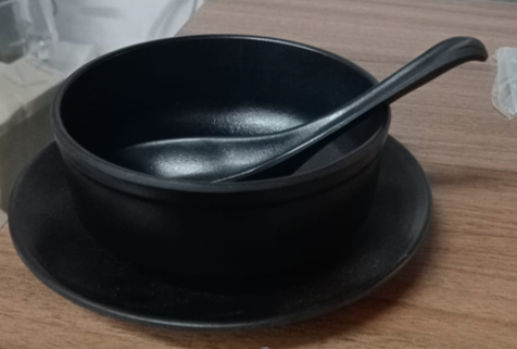 SOUP SET BLACK (SPOON,PLATE AND BOWL)