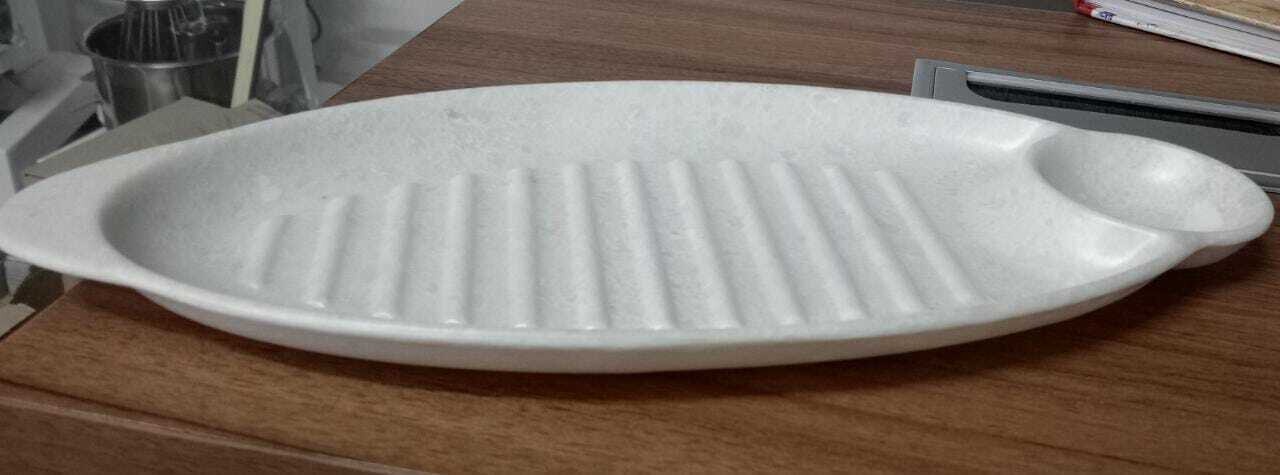 WHITE MARBLE GRILL PLATTER WITH DIP SAUSE BOWL