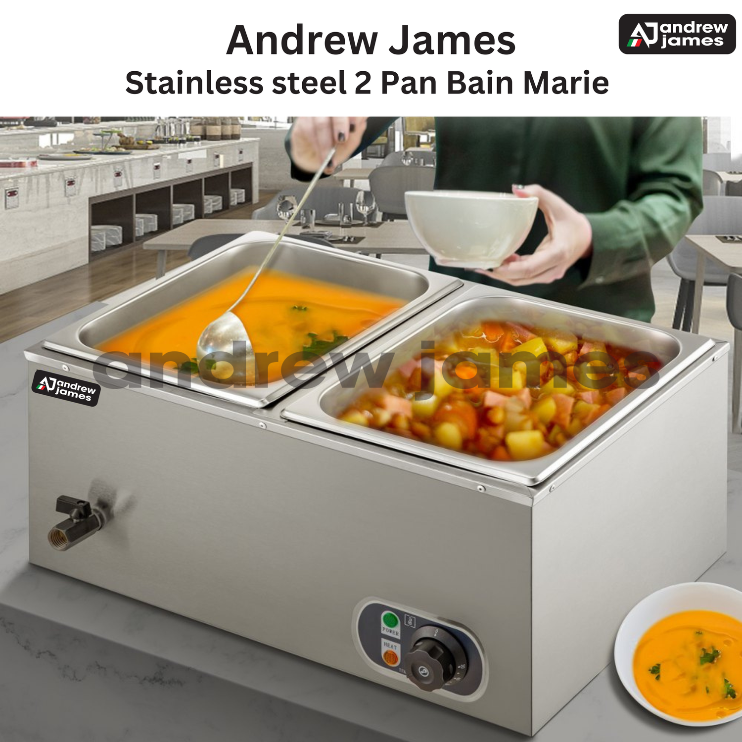 ANDREW JAMES DOUBLE PAN BAIN MARIE (2 SEPERATE PANS)