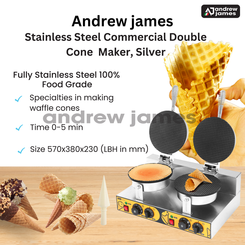 andrew james Double Round  Waffle Cone maker 