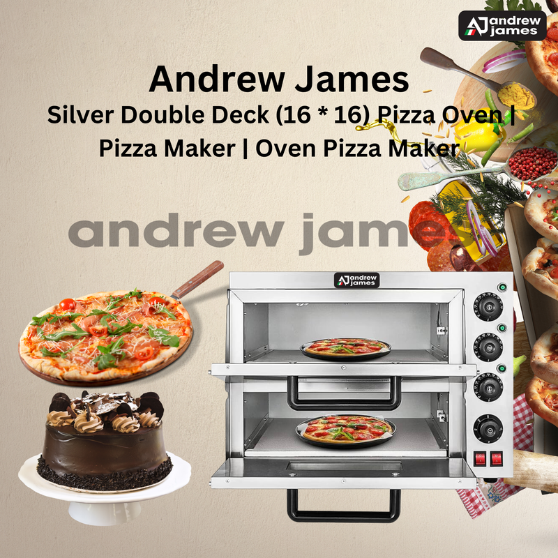 andrew James E04 Commercial Oven Countertop, Electric Countertop Pizza Double Deck Layer Multipurpose Snack Oven for Restaurant Home Pizza Pretzels Baked.