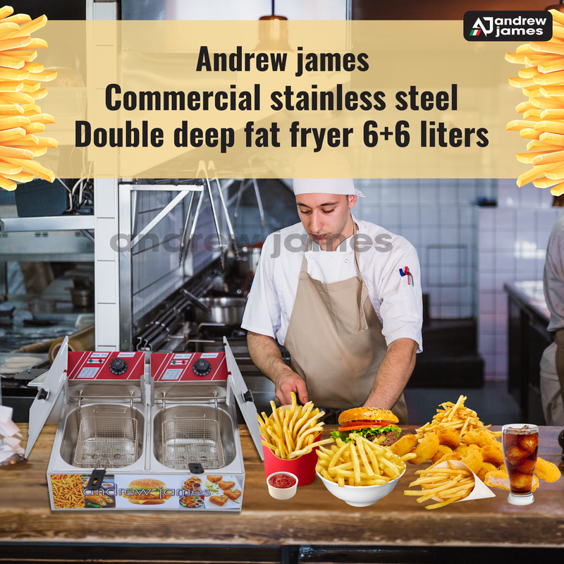 andrew james Electric  Double Deep fryer 6+6 LTRS 