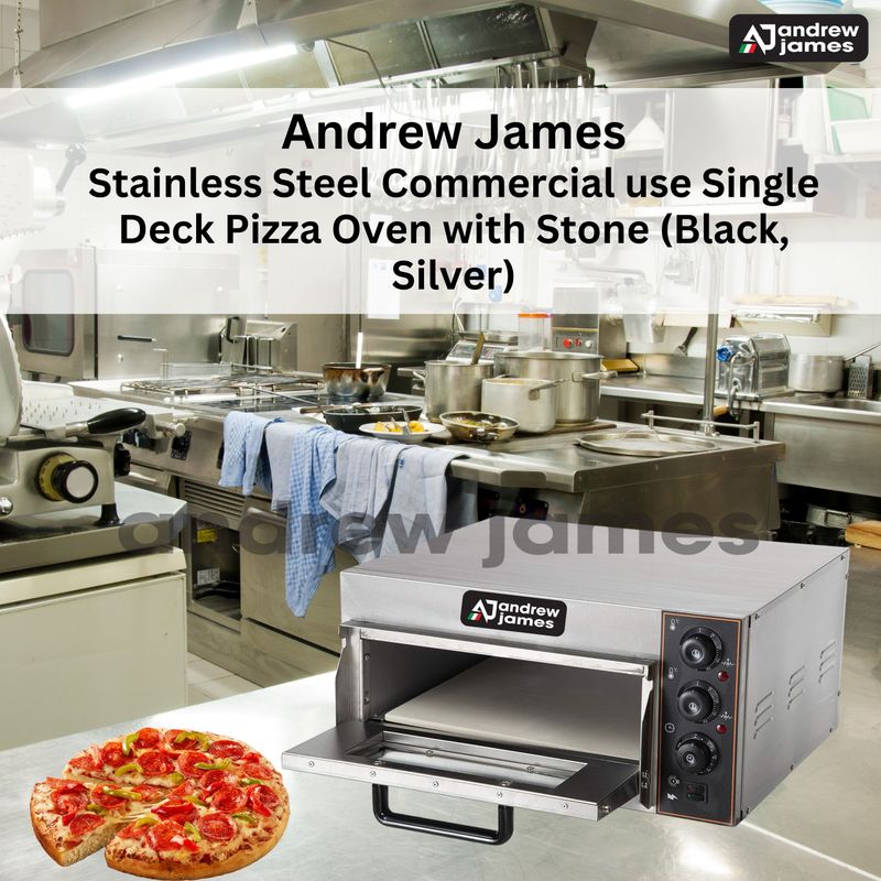 andrew James EO3 Andrew James Single Deck Pizza Oven with Stone (Silver)