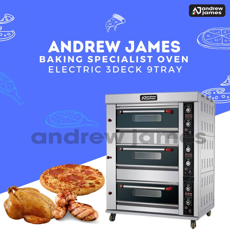 andrew James EO8 ELECTRIC BAKING SPECIALIST OVEN 3 DECK 9 TRAY