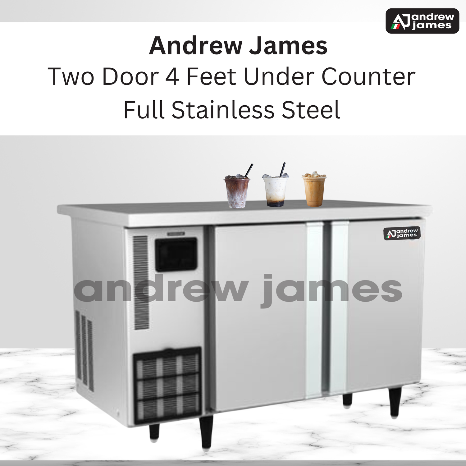 &quot;Andrew James Fully Stainless Steel  2 Door UNDERCOUNTER 4FT Model No :- AJ2UC4FT&quot;