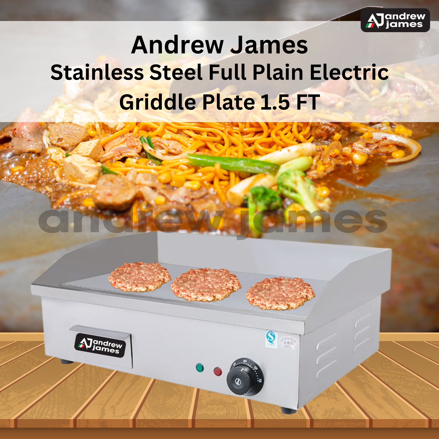 ANDREW JAMES GAS GRIDDLE PLATE 1.5FT PLAIN