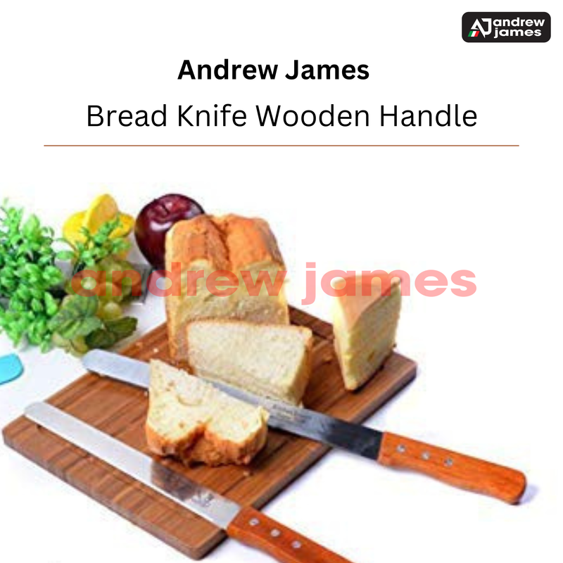 BREAD KNIFE WOODEN HANDLE CAKE KNIFE SMALL TEETH 10&quot;