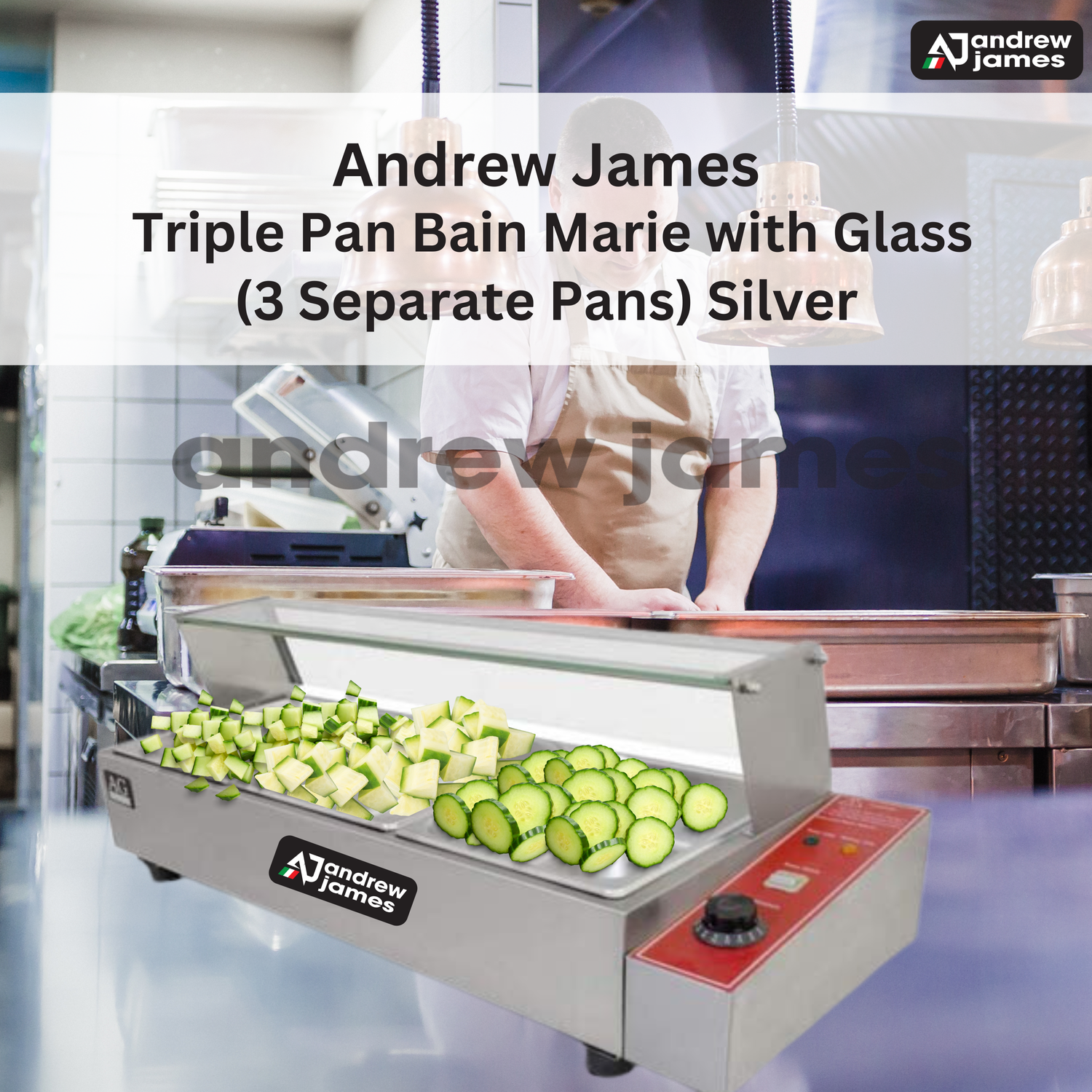 GLASS BAIN MARIE 1/2 3 PANS