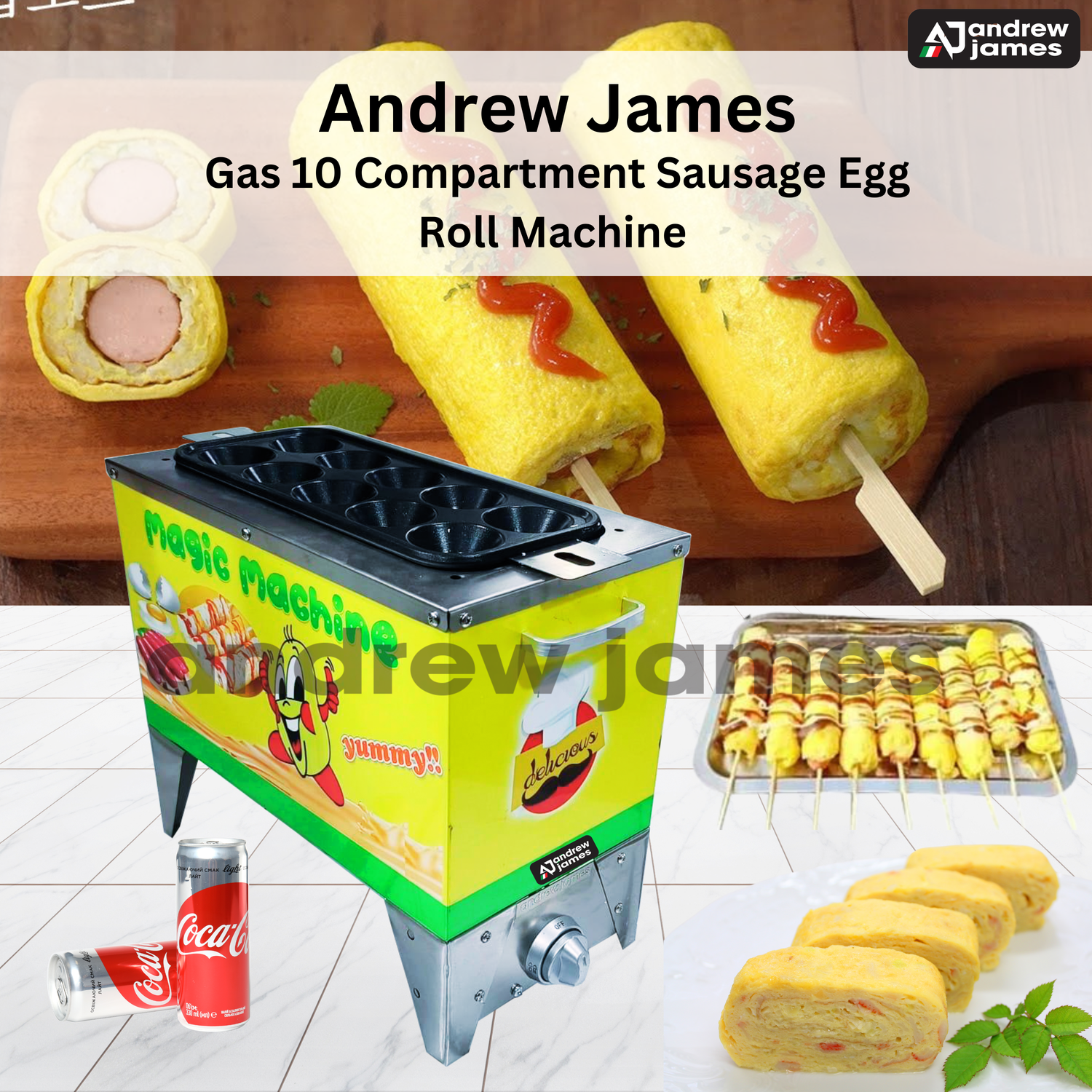 Gas 10 Compartment Sausage Egg Roll Machine