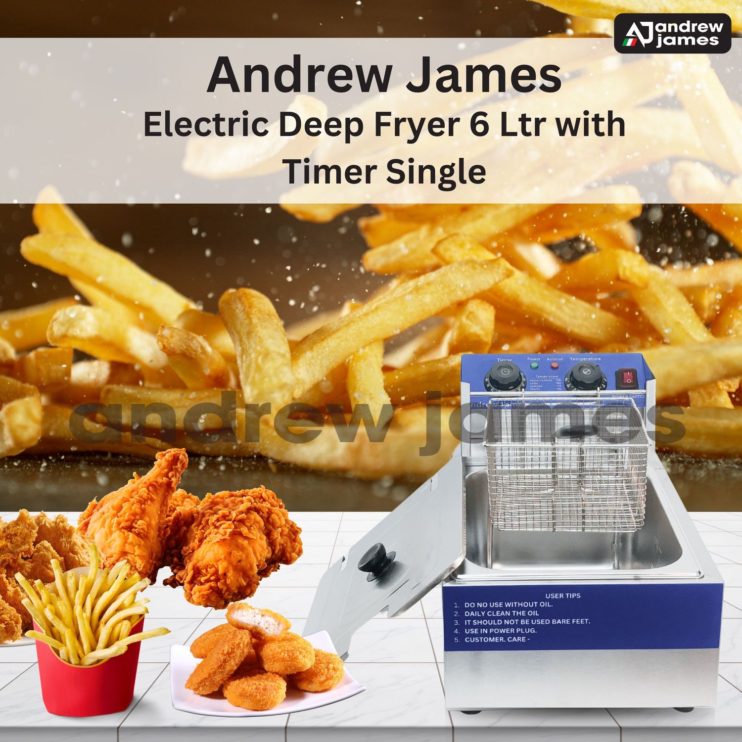 Andrew James Electric Deep Fryer with Timer single