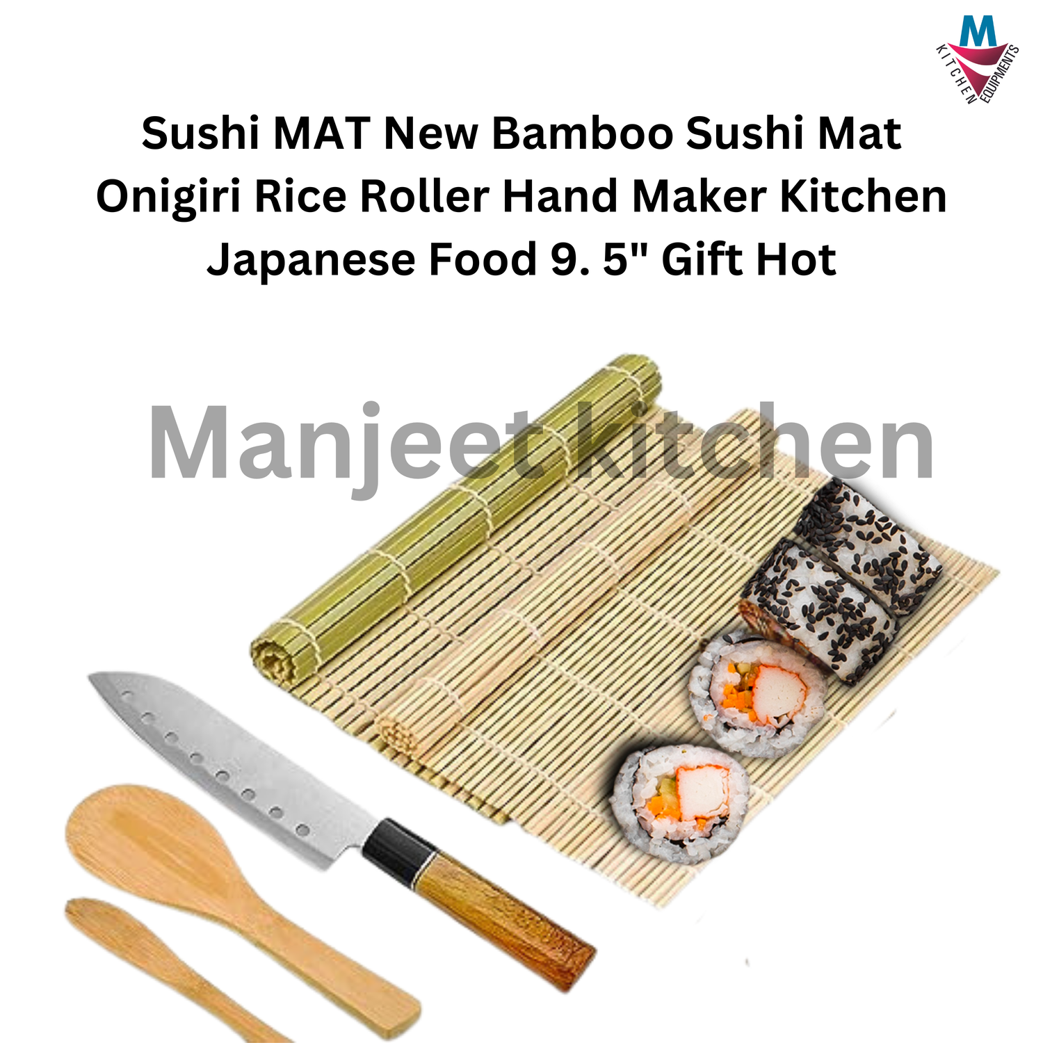 Sushi MAT New Bamboo Sushi Mat Onigiri Rice Roller Hand Maker Kitchen Japanese Food 9. 5 Gift Hot