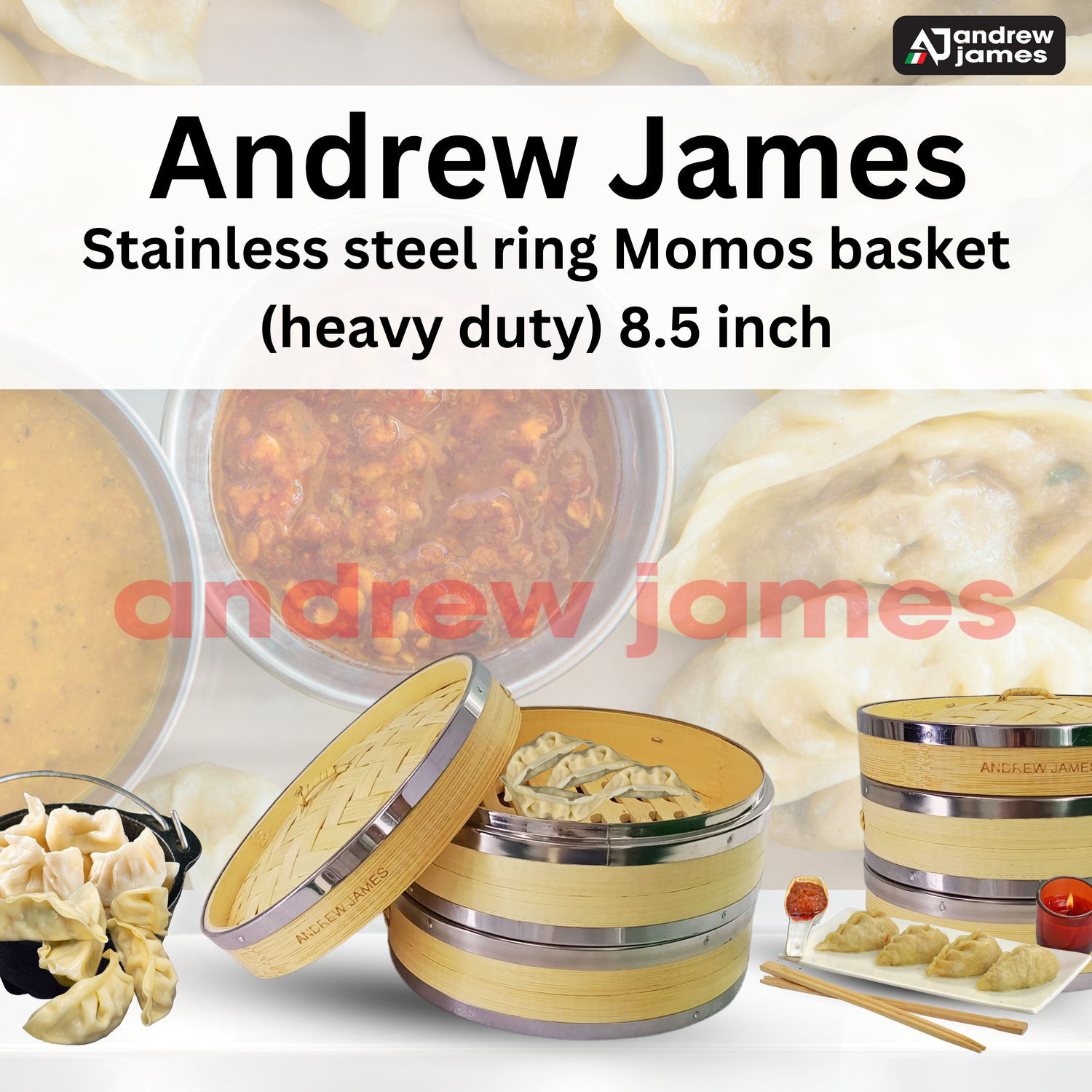 Andrew James Stainless steel ring Momos basket (heavy duty) 8.5 inch