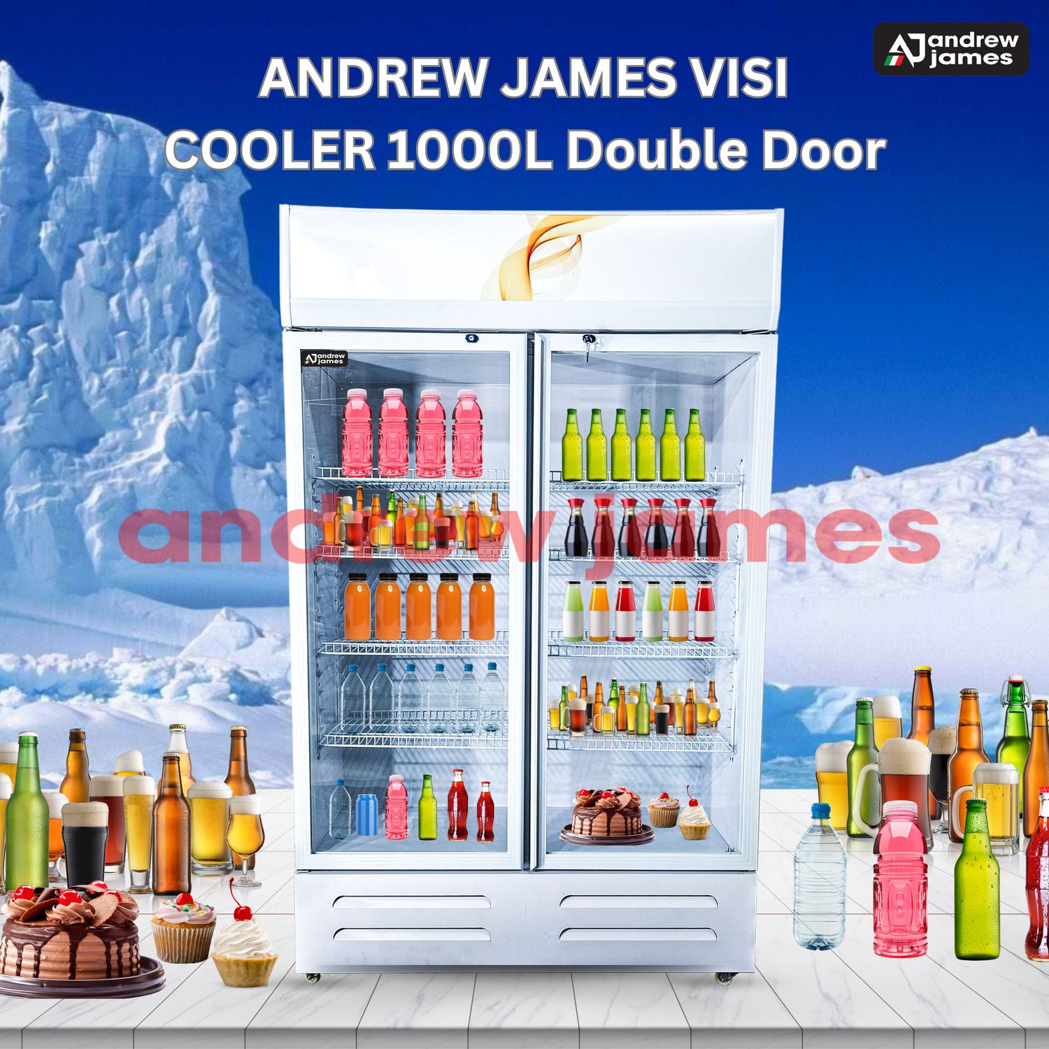 Andrew James Visi Cooler 1000Ltr Double Door