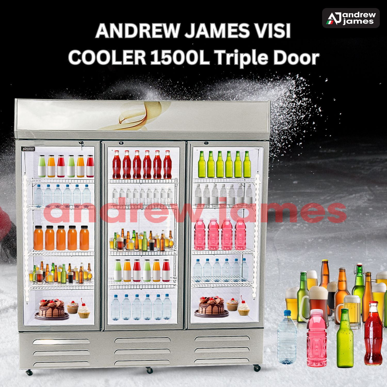 Andrew James Visi Cooler 1500Ltr Triple Door