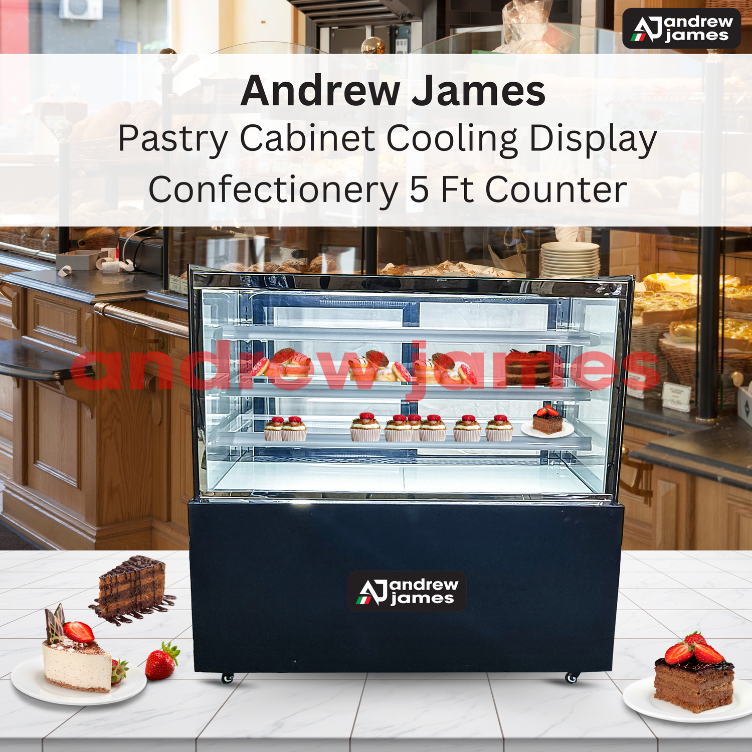 Andrew James Pastry Cooling Display 5 FT Counter (Black)