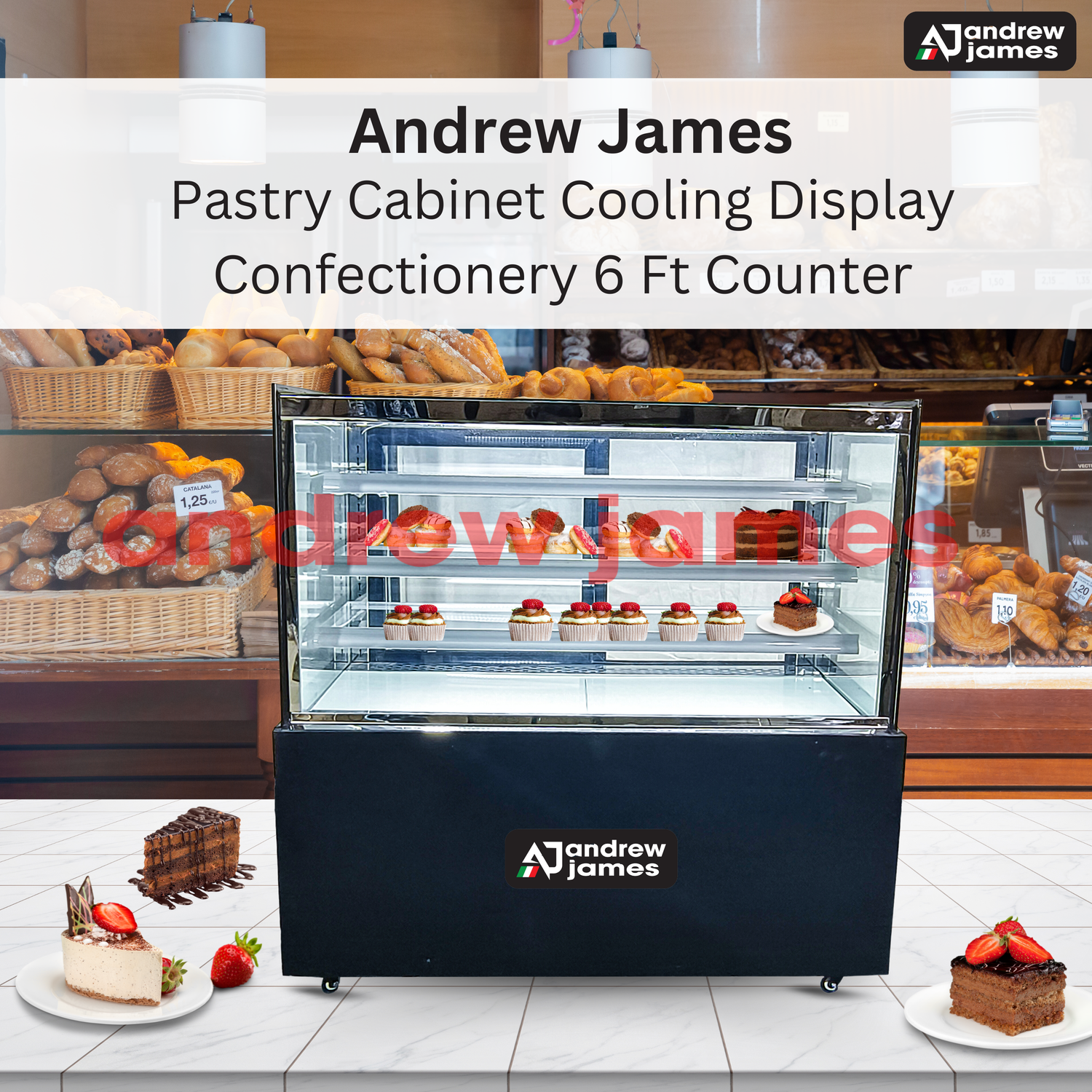 Andrew James Pastry Cooling Display 6 FT Counter (Black)