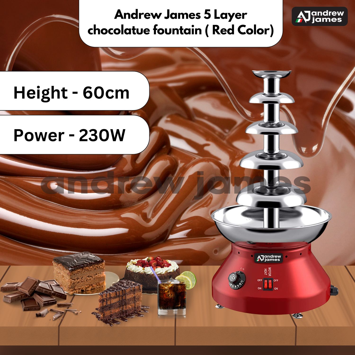 Andrew James 5 Layer chocolate fountain (Red)