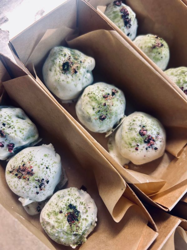 Blueberry Matcha Donut Holes