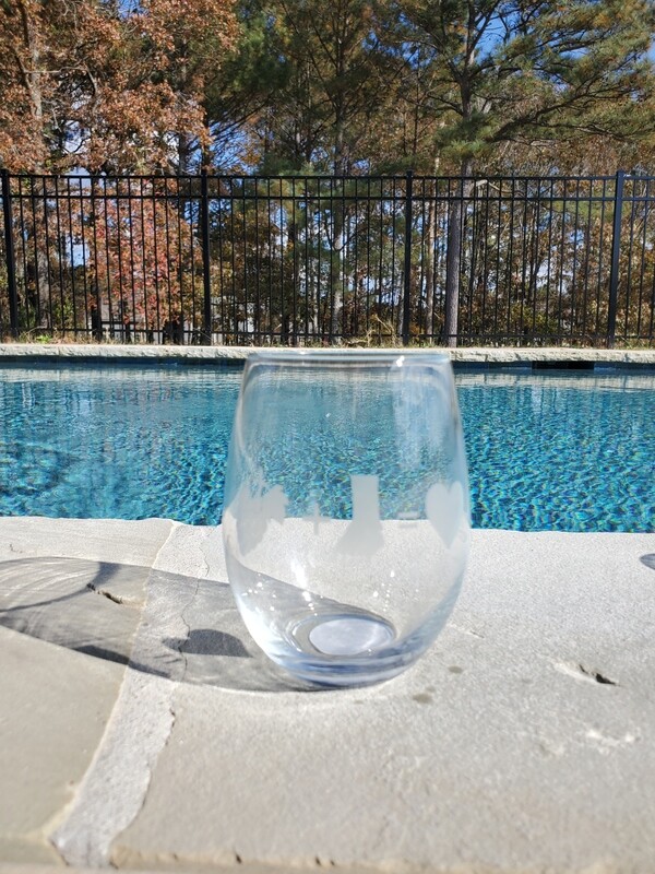 Etched Stemless Wine Glass