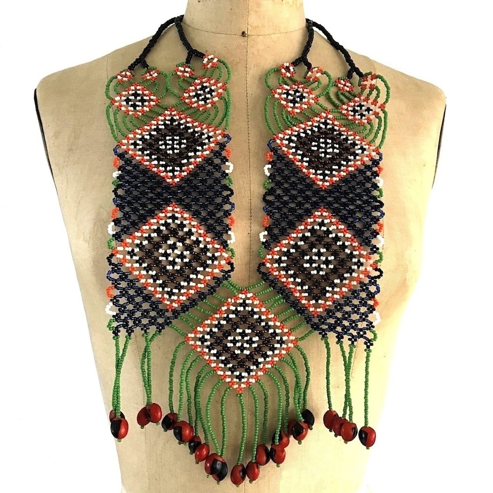 AWAJUN ENKEPA BREASTPLATE BEADED NECKLACE MULTI