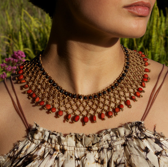 COFÁN BEADED NECKLACE RED