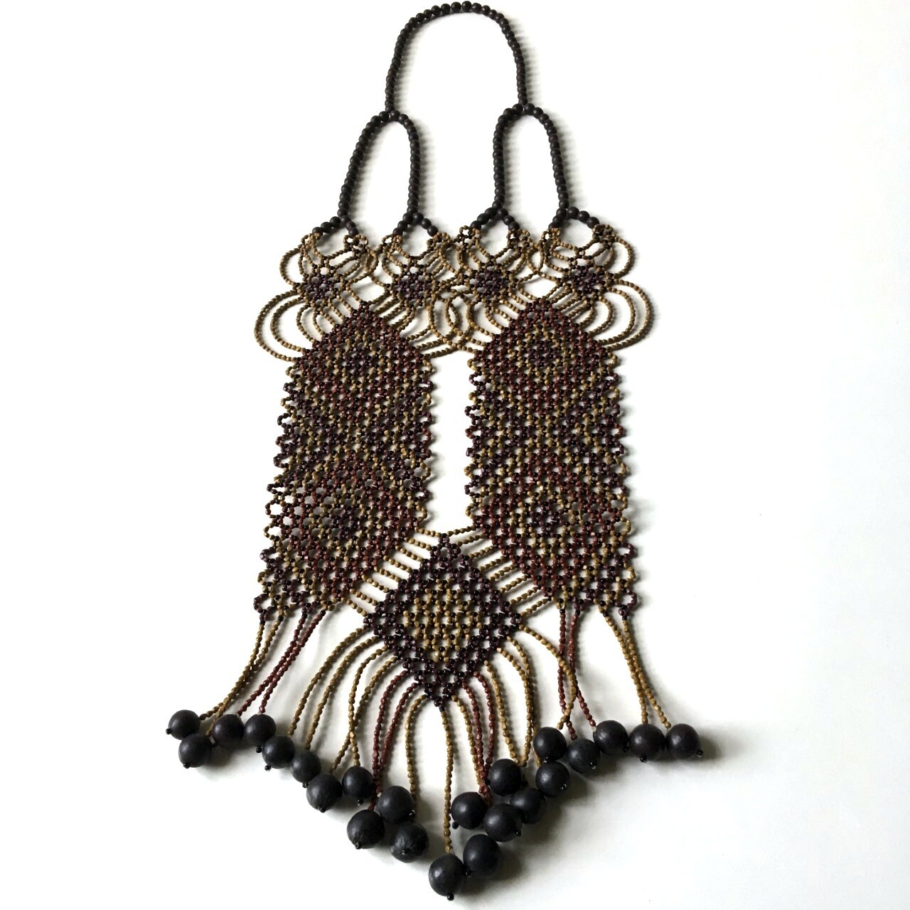 AWAJUN ENKEPA BREASTPLATE BEADED WINE RUST DIAMOND