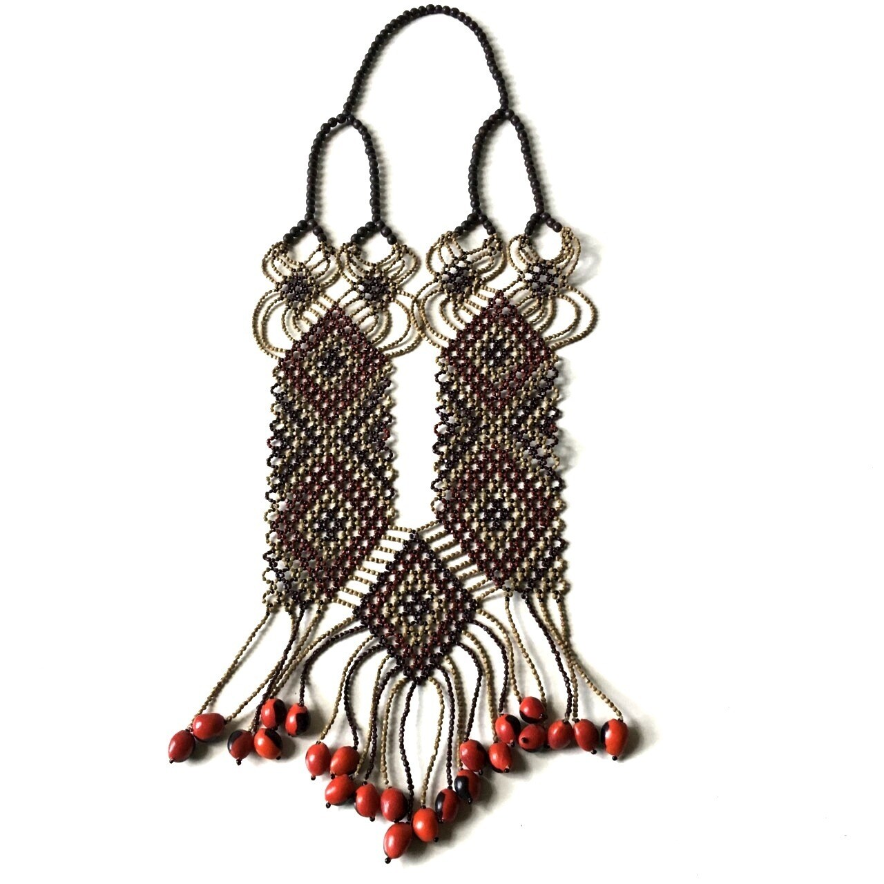 AWAJUN ENKEPA BREASTPLATE BEADED WINE RED DIAMOND