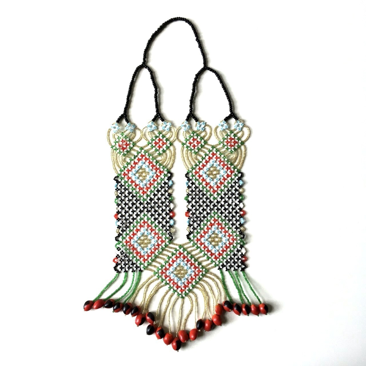 AWAJUN ENKEPA BREASTPLATE BEADED NECKLACE CELESTE