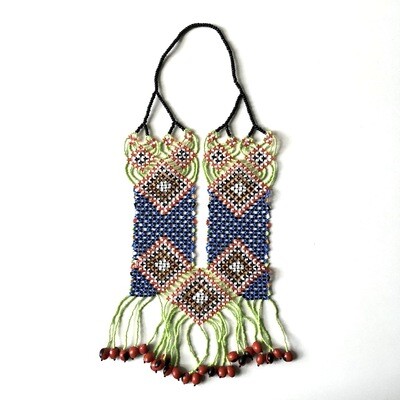 AWAJUN ENKEPA BREASTPLATE BEADED NECKLACE LIME