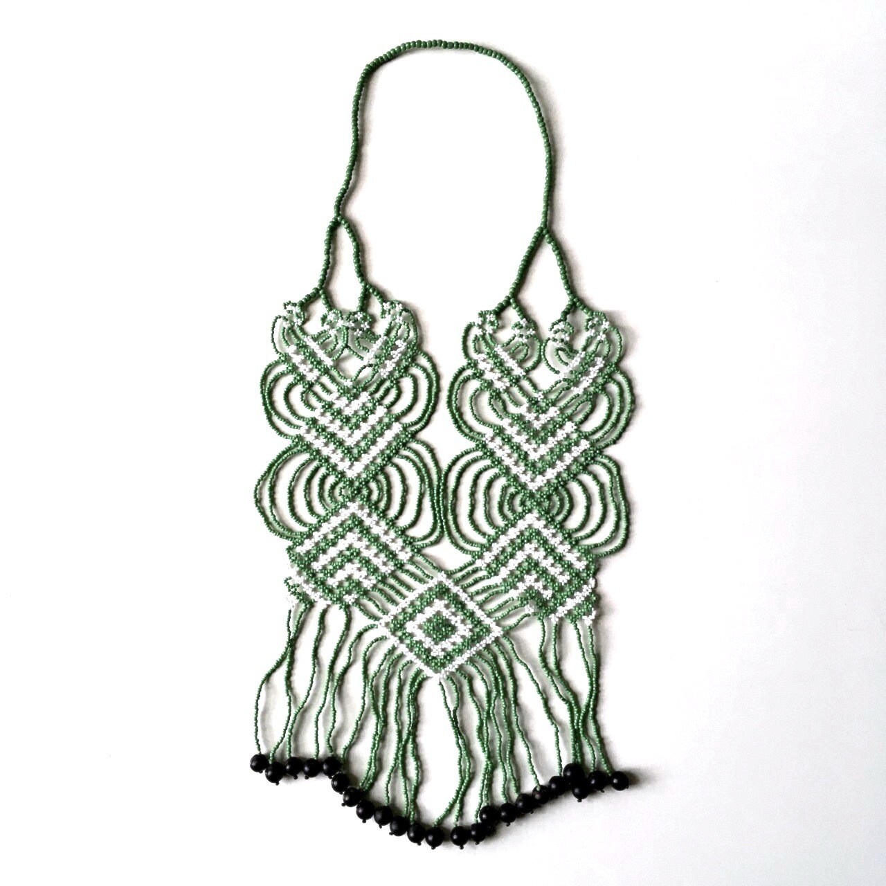 AWAJUN ENKEPA BREASTPLATE BEADED NECKLACE MINT