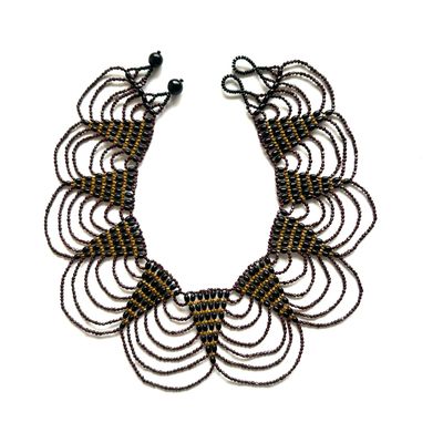 ETSA COLLAR BEADED NECKLACE AUBERGINE NAT