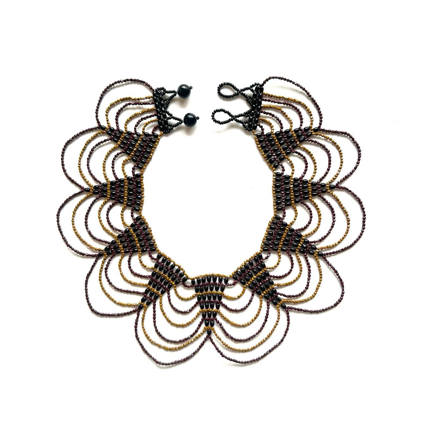 ETSA COLLAR BEADED NECKLACE AUBERGINE NATURAL