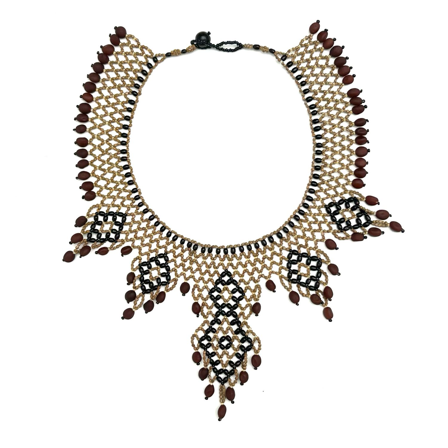 AWAJUN TSUGKI BEADED NECKLACE BROWN + GOLD