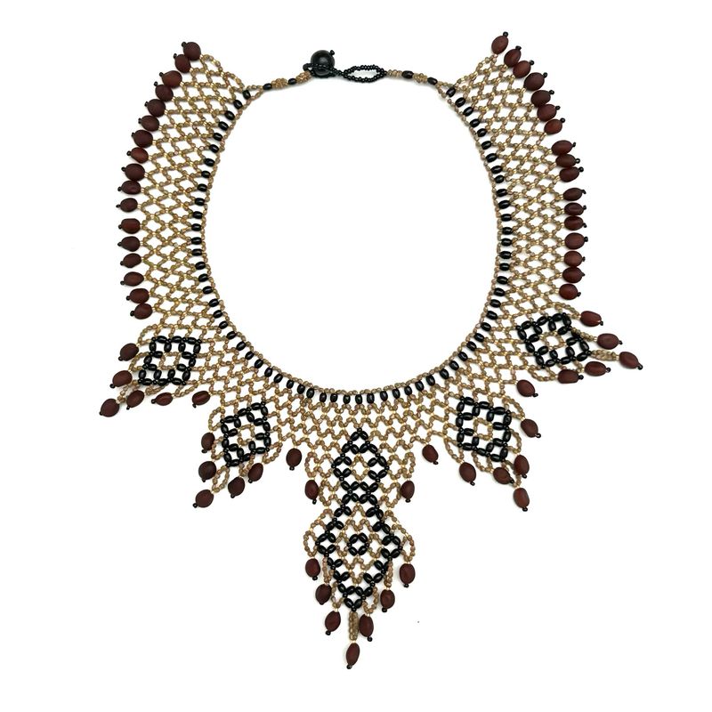 AWAJUN TSUGKI BEADED NECKLACE BROWN + GOLD