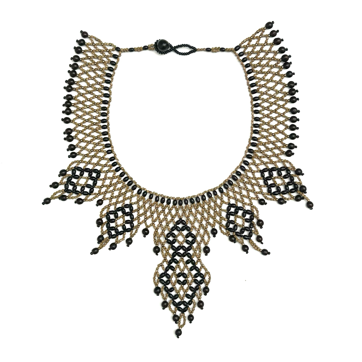 AWAJUN TSUGKI BEADED NECKLACE BLK + GOLD