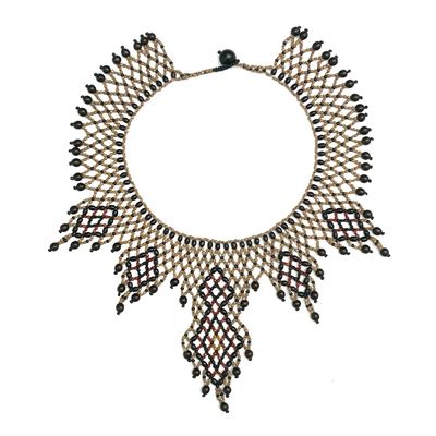 AWAJUN TSUGKI BEADED NECKLACE RED + TURMERIC