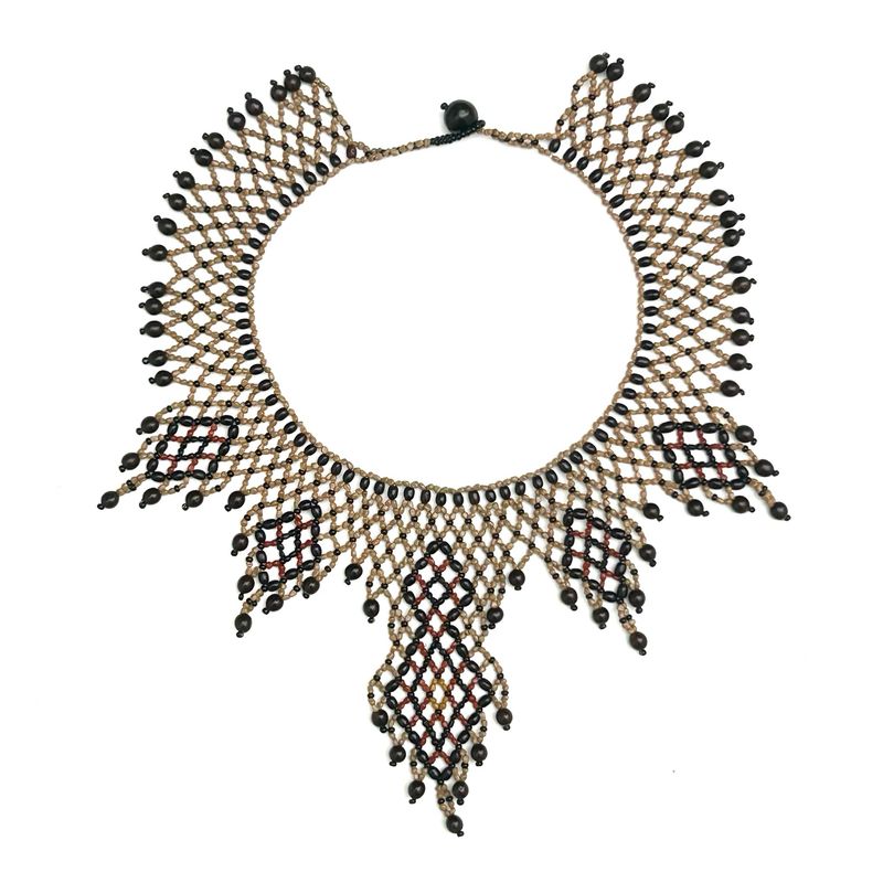AWAJUN TSUGKI BEADED NECKLACE RED + TURMERIC