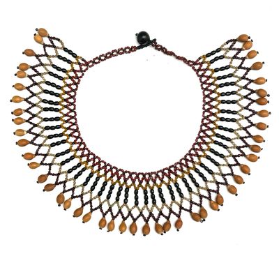 AWAJUN LUA BEADED NECKLACE OCRE