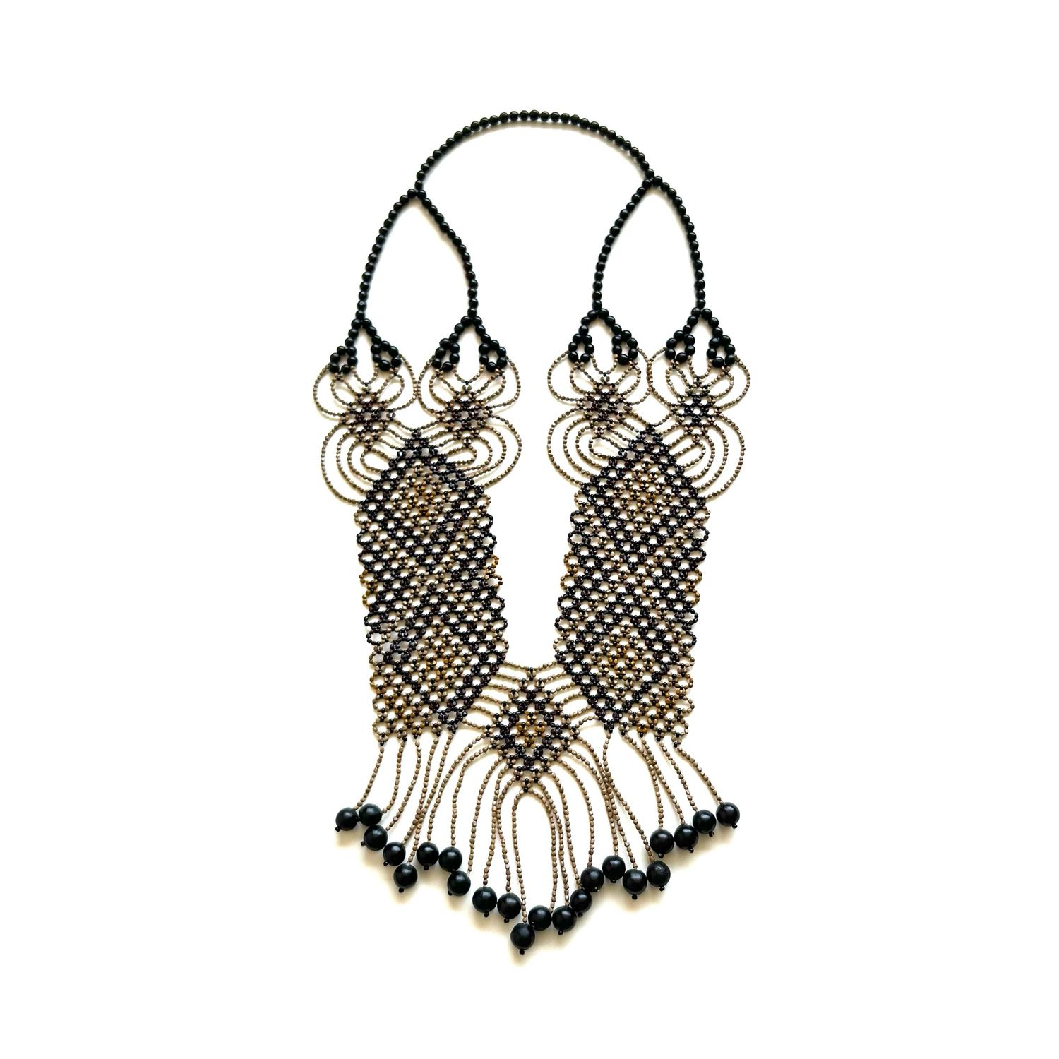 AWAJUN ENKEPA BREASTPLATE BEADED ARGYLE CHOCOLATE