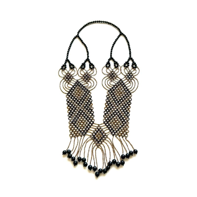 AWAJUN ENKEPA BREASTPLATE BEADED ARGYLE CHOCOLATE