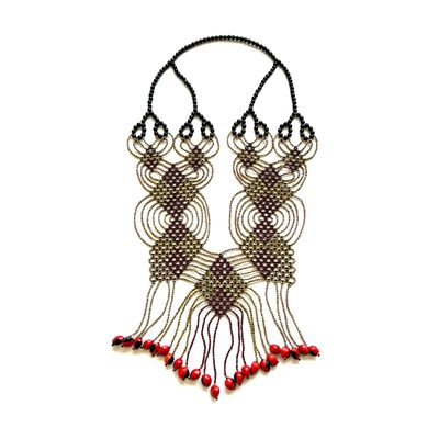 AWAJUN ENKEPA BREASTPLATE BEADED NECKLACE BUTTERFLY HUAYRURO
