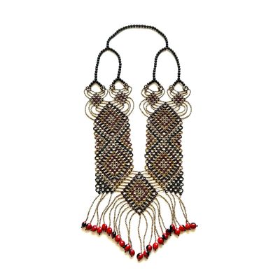 AWAJUN ENKEPA BREASTPLATE BEADED NECKLACE ARGYLE HUAYRURO