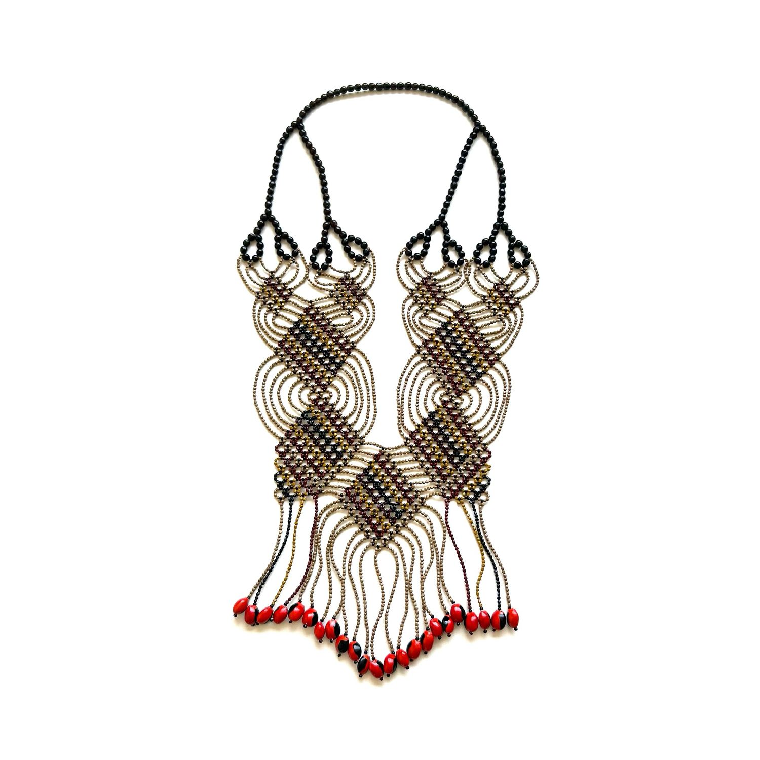 AWAJUN ENKEPA BEADED NECKLACE BUTTERFLY STRIPE