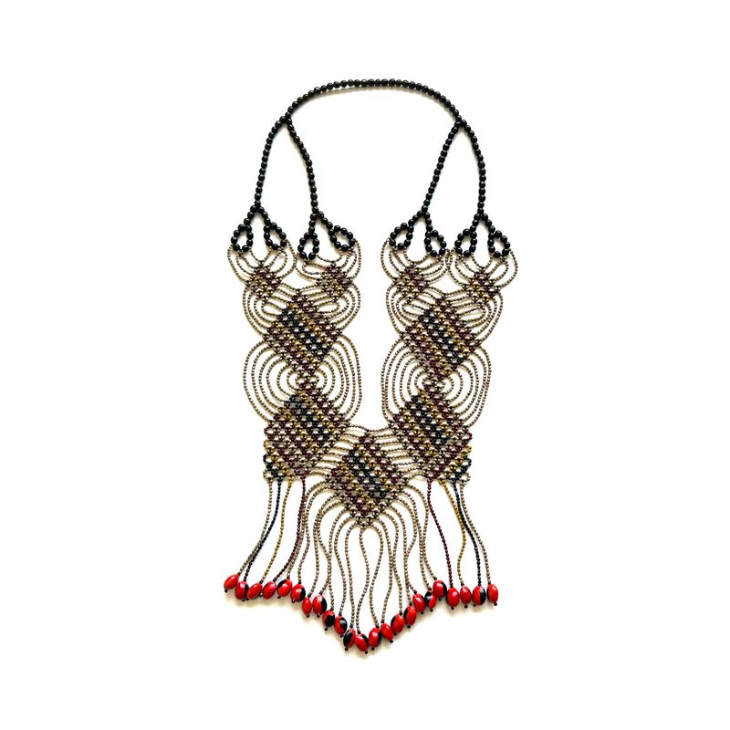 AWAJUN ENKEPA BEADED NECKLACE BUTTERFLY STRIPE